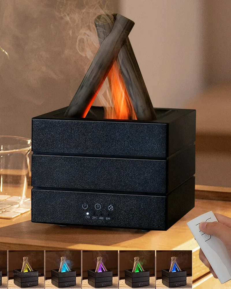 Flame Humidifier Fragrance Diffuser Aroma Humidifier Aromatherapy Essential Oil Diffuser with Night Light and Remote Control